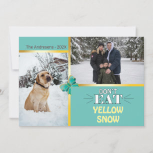 Kerstfotosjabloon eet geen geel sneeuw kaart