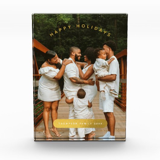 Kerstfototentoonstelling met gouden aangepaste fot fotoblokken (Voorkant)