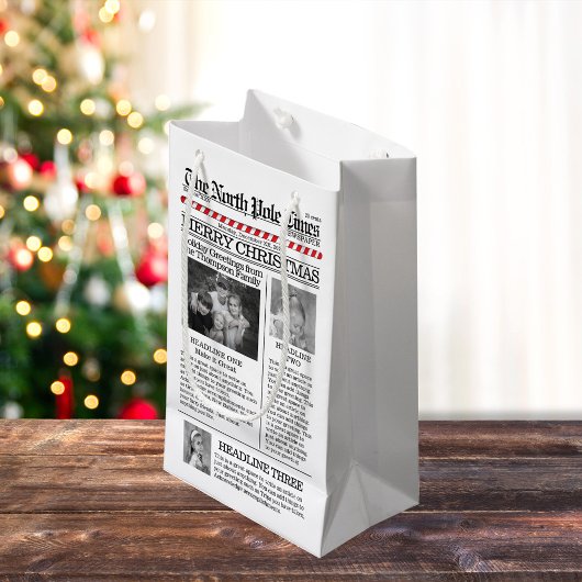 Kerstfototypografie krant klein cadeauzakje