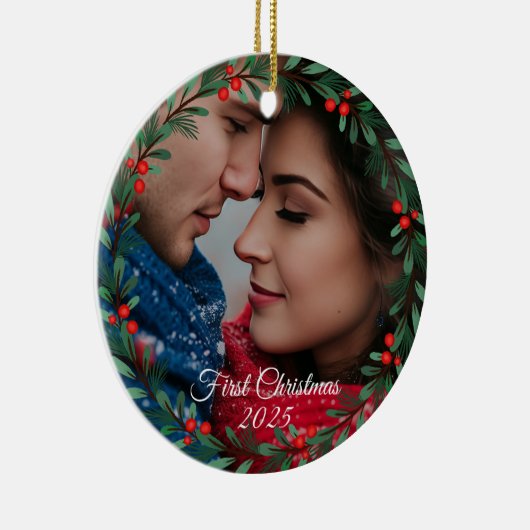 Kerstfotoversiering Keramisch Ornament (Rechts)