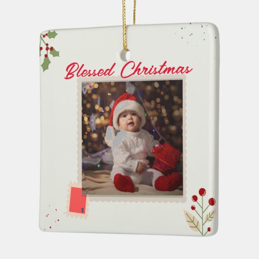 kerstfotoversiering keramisch ornament (Links)