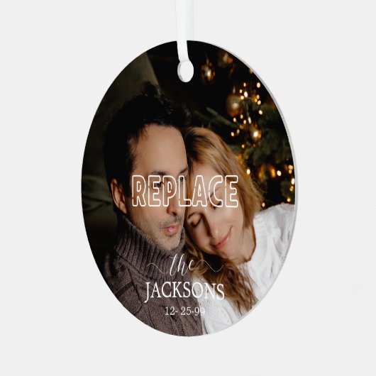 Kerstfotoversiering Metalen Ornament (Voorkant links)