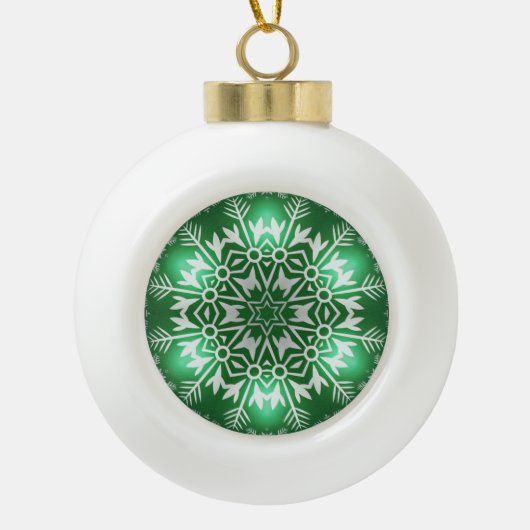 Kerstfractaal ontwerp ~ Kaleidoscoop ~ * ~ Keramische Bal Ornament (Voorkant)