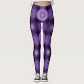 Kerstfractal blauw patroon leggings (Voorkant)