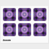 Kerstfractal blauw patroon vierkante sticker (Vel)