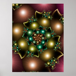 Kerstfractal Spiral Poster