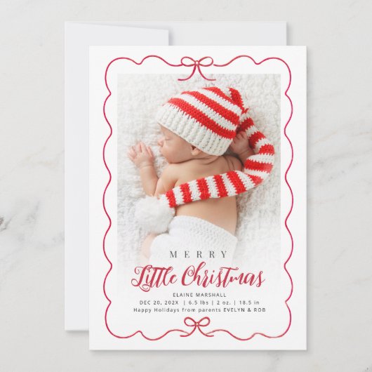 Kerstframe geboorteaankondiging feestdagenkaart (Voorkant)