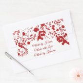 Kerstframe met rode glittersbessen rechthoekige sticker (Envelop)