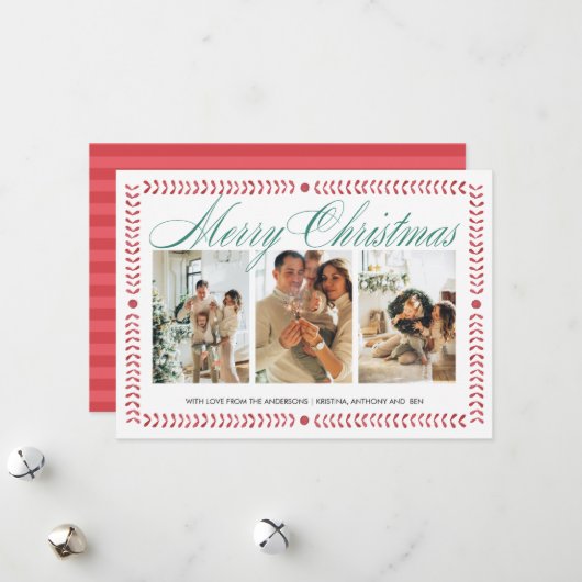 Kerstframe Rode Foto Kerstkaart (Voorkant / Achterkant in situ)