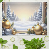 Kerstframe Vakantie Keukendoek Theedoek (Gevouwen)