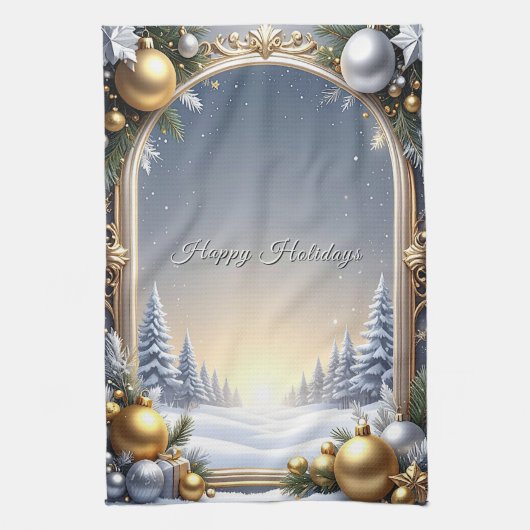 Kerstframe Vakantie Keukendoek Theedoek (Verticaal)