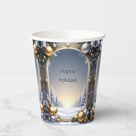 Kerstframe Vakantie Papieren Bekers (Links)