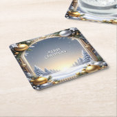 Kerstframe Vakantie Papieren Onderzetter (Schuin)