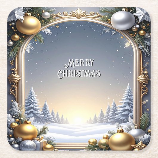 Kerstframe Vakantie Papieren Onderzetter (Voorkant)