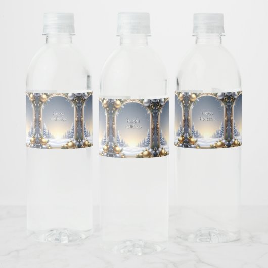 Kerstframe Vakantie Waterfles Label Etiket (Flessen)