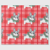 Kerstfranchie Gift Wrap Frans Bulldog Paper Cadeaupapier (Vlak)