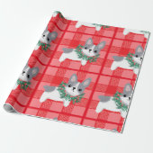 Kerstfranchie Gift Wrap Frans Bulldog Paper Cadeaupapier (Uitgerold)
