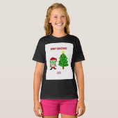 KerstFrankenCheese Girls Black Basic T Shirt (Voorkant volledig)
