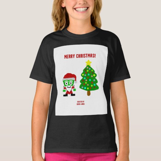 KerstFrankenCheese Girls Black Basic T Shirt (Voorkant)