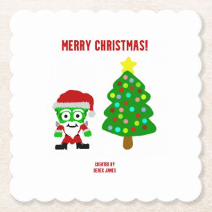kerstFrankenCheese Onderzetter met scalloped Squar