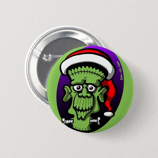 KerstFrankenstein Ronde Button 5,7 Cm (Voorkant /achterkant)