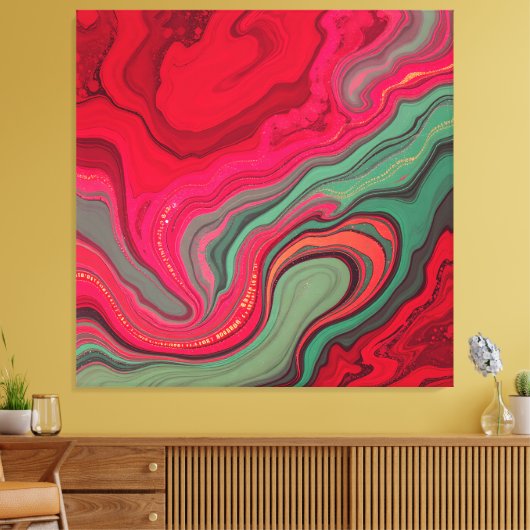 Kerstfrequentie Bloem Abstract Omwikkelde Canvas Afdruk (Insitu (Woonkamer))
