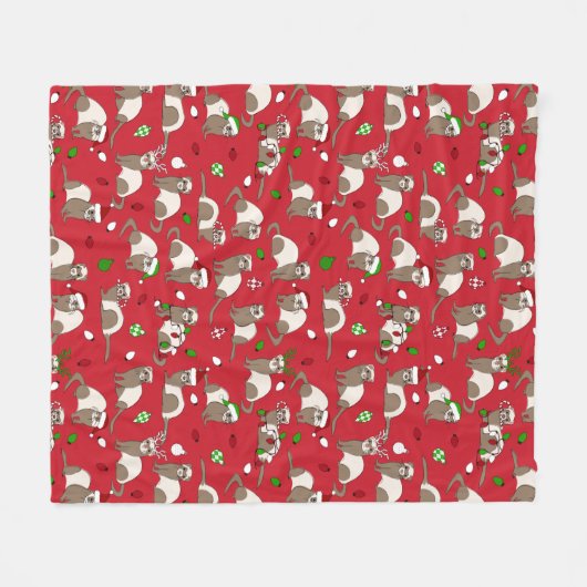 Kerstfreret Fleece Deken (Voorkant (Horizontaal))