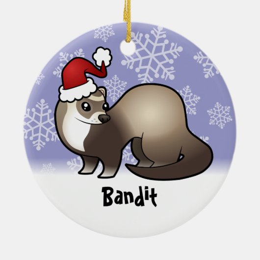 Kerstfret (uw huisdiernaam toevoegen) keramisch ornament (Achterkant)