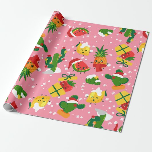 Kerstfruit Aardbei Watermeloen citroen Cadeaupapier (Uitgerold)