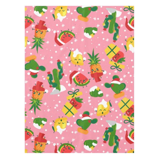 Kerstfruit Aardbei Watermeloen citroen Tafelkleed (Voorkant)