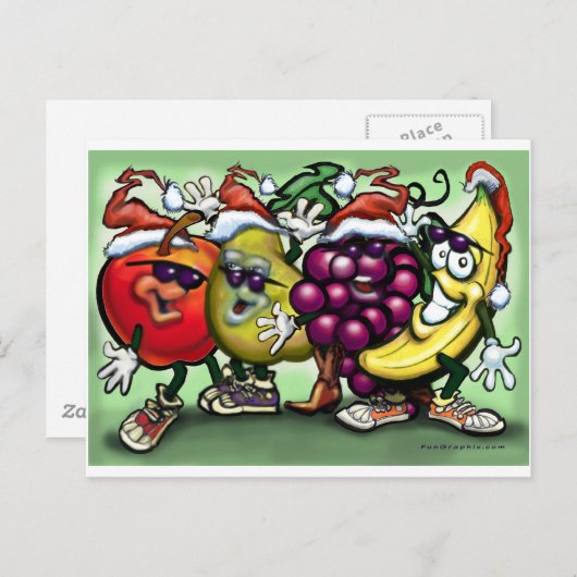 kerstfruit feestdagenkaart (Voorkant / Achterkant)