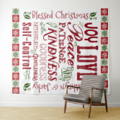 Kerstfruit van het Gedistilleerde Rode Groene Mono Wandkleed (In Situ (horizontaal))