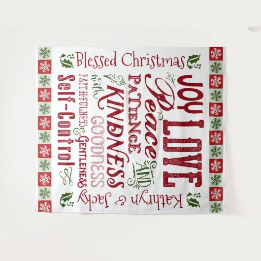 Kerstfruit van het Gedistilleerde Rode Groene Mono Wandkleed (Voorkant (horizontaal))