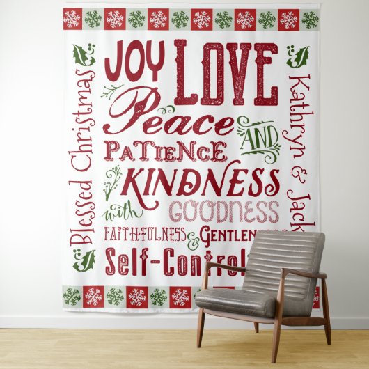 Kerstfruit van het Gedistilleerde Rode Groene Mono Wandkleed (In situ)