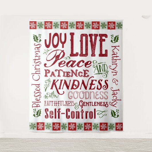 Kerstfruit van het Gedistilleerde Rode Groene Mono Wandkleed (Voorkant)