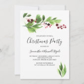 kerstfunctie Noite Red Berries & Greenery Kaart (Voorkant)