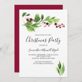 kerstfunctie Noite Red Berries & Greenery Kaart