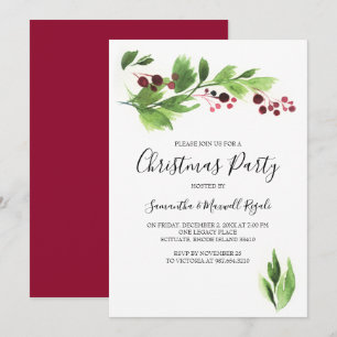 kerstfunctie Noite Red Berries & Greenery Kaart