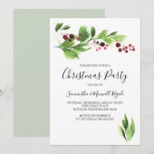 kerstfunctie Noite Red Berries & Greenery Kaart (Voorkant / Achterkant)