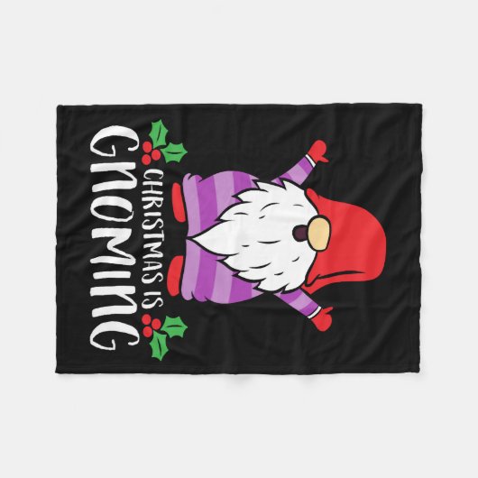 KerstFunny Gnomes Fleece Deken (Voorkant (Horizontaal))