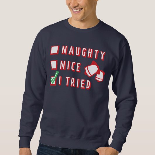 KerstFunny Naughty of Nice of Tried List Trui (Voorkant)