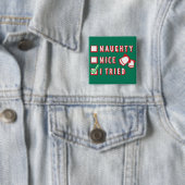 KerstFunny Naughty of Nice of Tried List Vierkante Button 5,1 Cm (In situ)