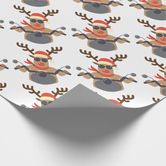 KerstFunny Rudolf Biker Motorcycle Cadeaupapier (Hoek)