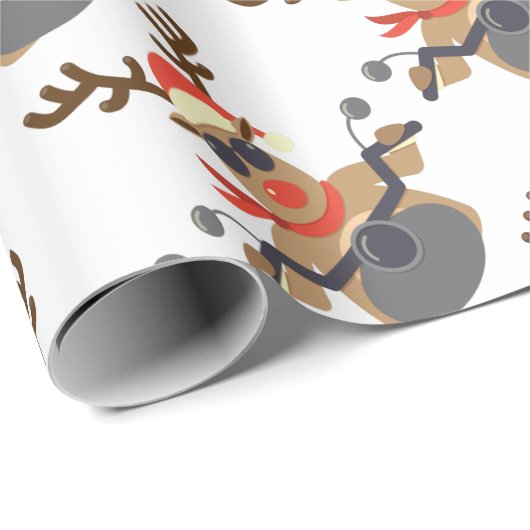 KerstFunny Rudolf Biker Motorcycle Cadeaupapier (Rol Hoek)