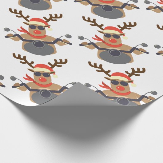 KerstFunny Rudolf Biker Motorcycle Cadeaupapier (Hoek)