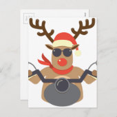 KerstFunny Rudolf Biker Motorcycle Feestdagenkaart (Voorkant / Achterkant)