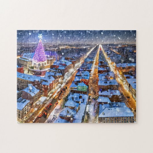 Kerstgalerij Kunst Fotopuzzels Winterstad Legpuzzel (Horizontaal)