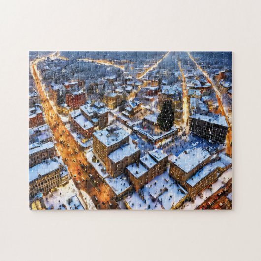 Kerstgalerij Kunst Fotopuzzels Winterstad Legpuzzel (Horizontaal)
