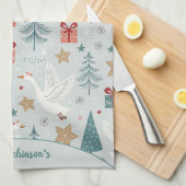 Kerstgans familienaam theedoek (Quarter Fold)
