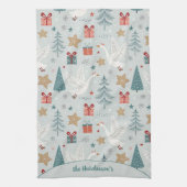 Kerstgans familienaam theedoek (Verticaal)